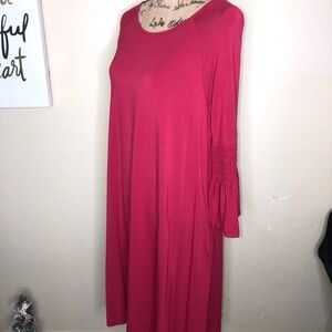 Agnes & Dora Brick Red Walker Style Bell Sleeve with Pockets Dress Size Large